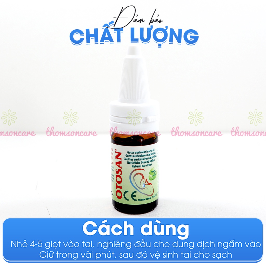 Nhỏ tai Otosan - Tinh dầu Hạnh nhân, Keo ong giúp làm sạch lấy ráy tai giảm đau tai, nấm tai cho bé - Lọ 10ml