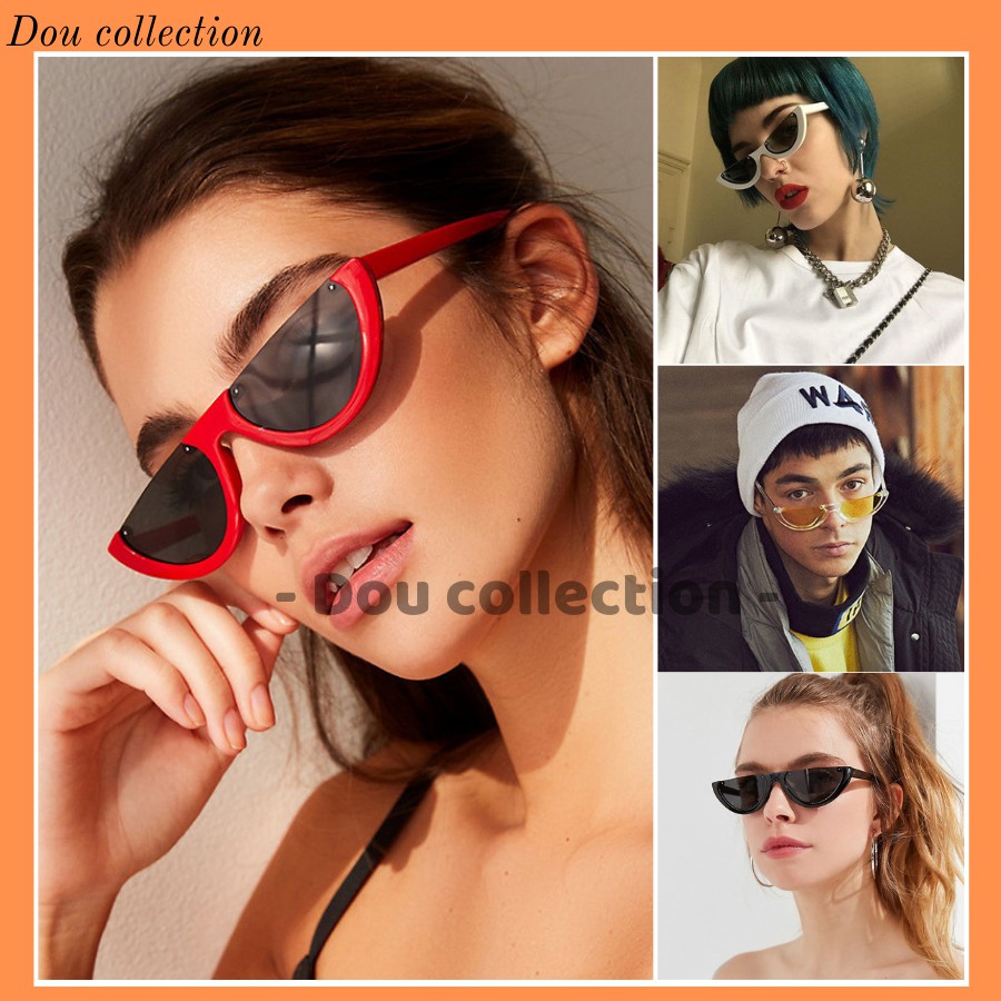 [Nowship2h] Kính Mát (Kính Râm) Cao Cấp Nửa Gọng Punk Retro Nhựa Phong Cách Châu Âu &amp; Mỹ - Carl Fitow - Mã MK019