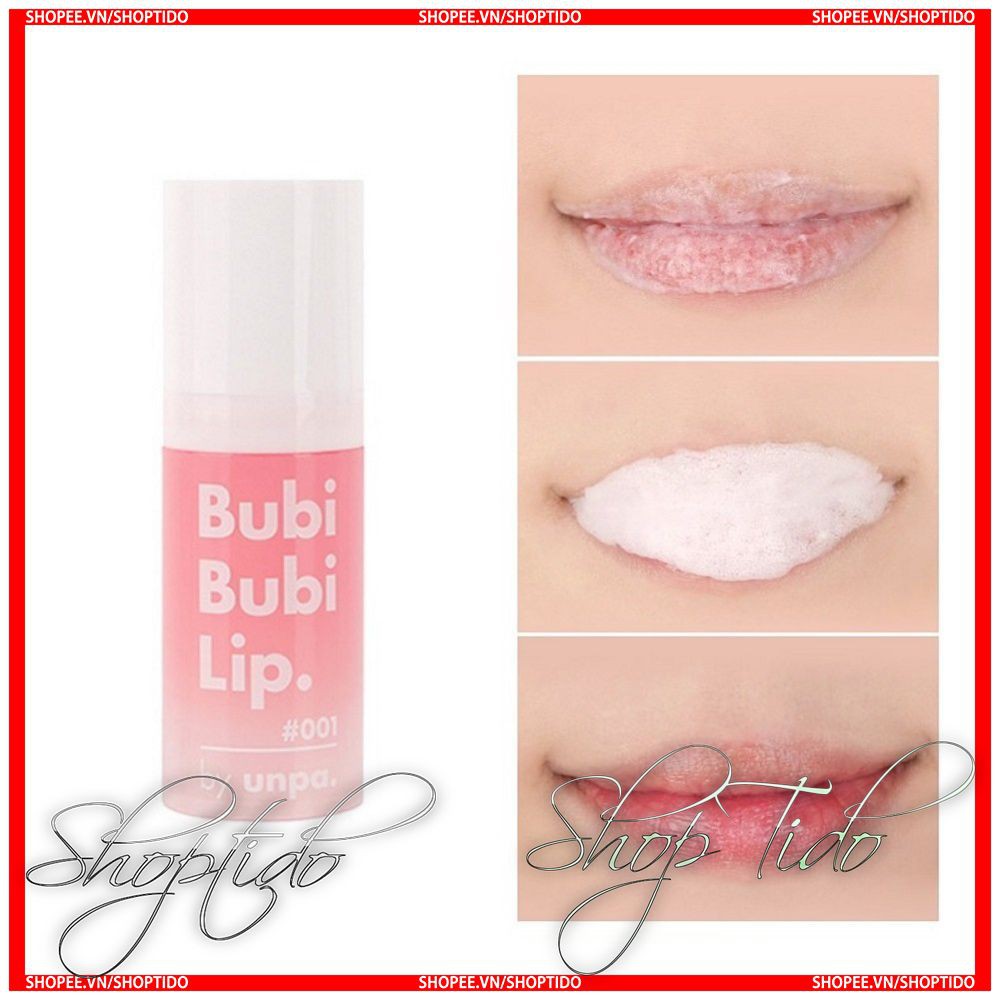 Gel tẩy da chết môi Unpa Bubi Bubi Lip, sủi cực lành tính và tẩy tế bào chết môi 10ml NPP Shoptido