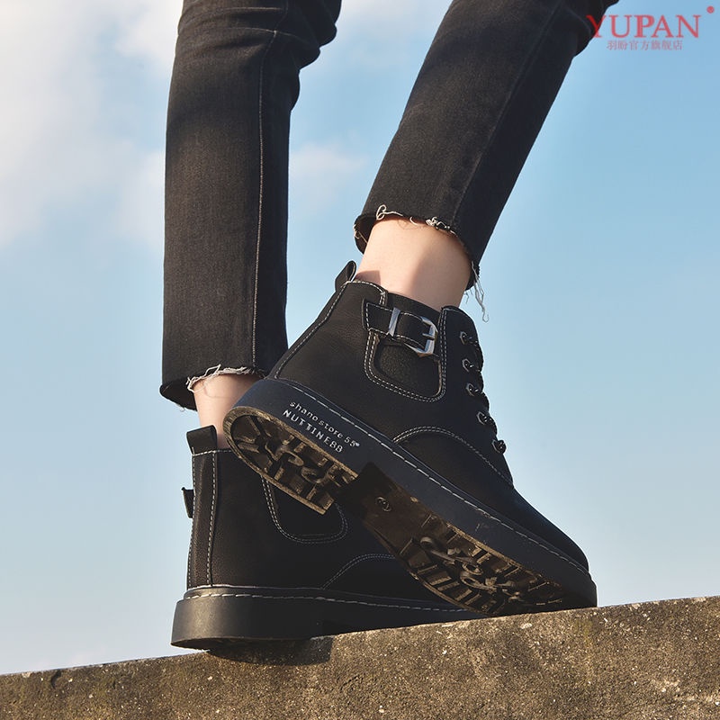 Phong cách Anh giày Martin cho nữ mùa thu và mùa đông giày ống ngắn đế dày giày xe máy đế bằng giày nữ giày ống