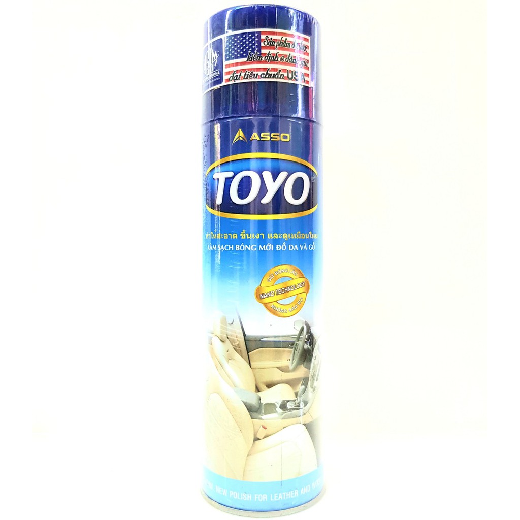 Chai xịt làm bóng đồ da và gỗ TOYO 500ml [Mua 2 chai tặng khăn]