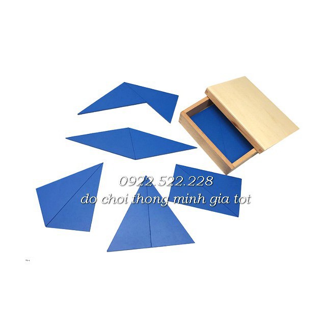 Hộp đựng các hình tam giác vuông màu xanh - Box of Blue Triangles Giáo cụ Montessori