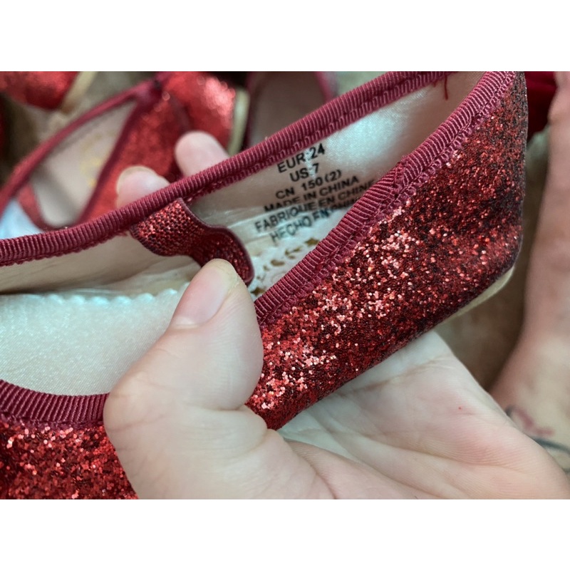 Giày nhũ nơ đỏ HM cho bé- ảnh thật