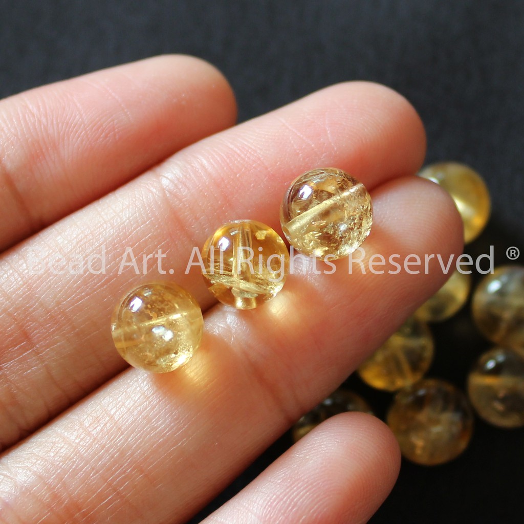 [1 Hạt] T.Anh Vàng (Citrine) Tự Nhiên 7.5-8mm, Đá Phong Thuỷ, Làm Trang Sức, Vòng Tay, Chuỗi Hạt (Loại AA)