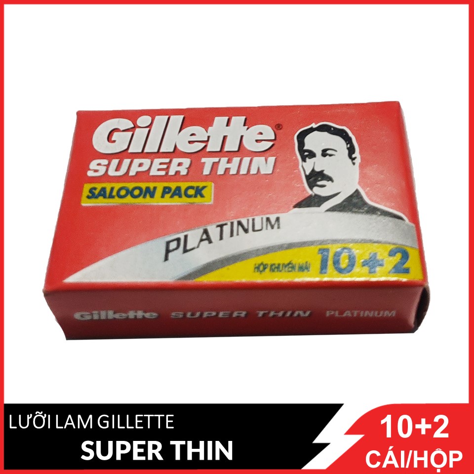 Combo 5 Hộp Lưỡi Lam Gillette Super Thin Saloon Pack 10 + 2 cái x 5