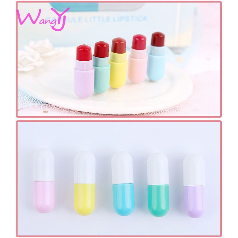 [Hàng mới về] Bộ 5 son môi dạng thạch lâu trôi thiết kế viên nang dễ thương | BigBuy360 - bigbuy360.vn