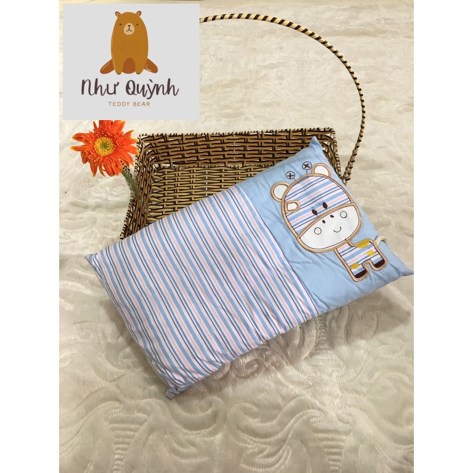 Gối cho bé 2 tuổi đến 10 tuổi, gối massage con bò gối trẻ em cotton 100% vỏ 30x50 cm