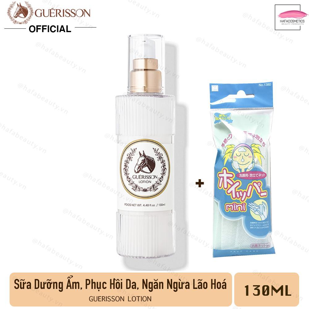 Sữa dưỡng chống lão hóa, dưỡng ẩm chuyên sâu Guerisson Lotion 130ml + tặng 1 túi lưới rửa mặt tạo bọt