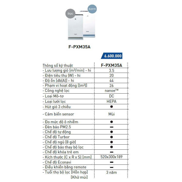 Máy lọc không khí và tạo ẩm F-PXM35A - Panasonic