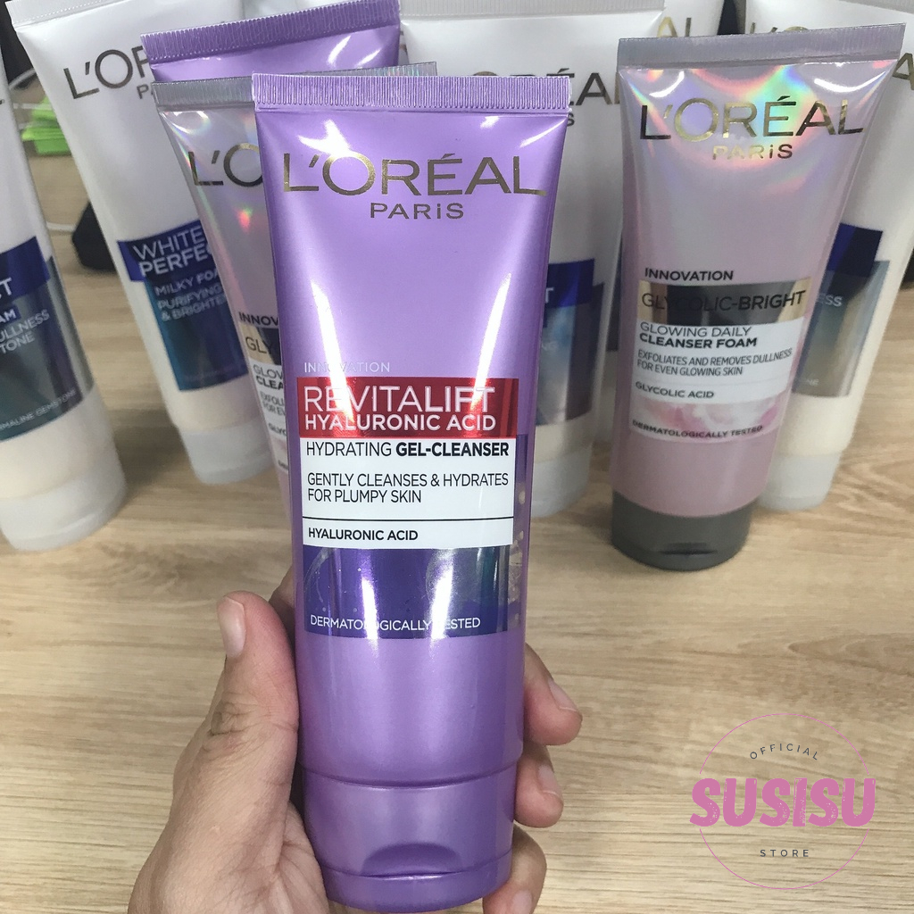 Sữa Rửa Mặt Loreal White Perfect| Glycolic-Bright| Revitalift Hyaluronic Acid| Revitalift Glycerin 100ml|SRM L oreal