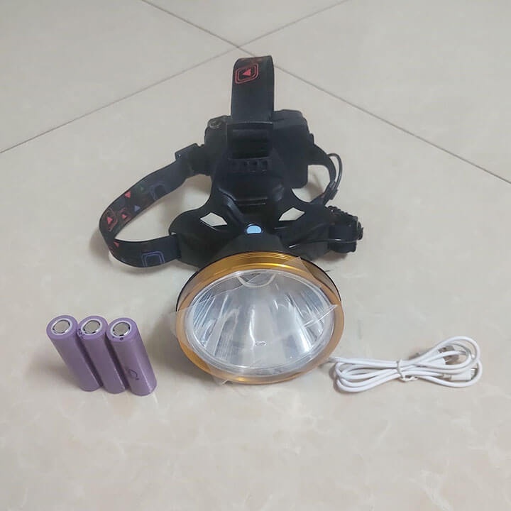 Đèn pin đội đầu 1 bóng siêu sáng chiếu xa 500m, chống thấm nước, 3 Pin sạc 18650 3600mAh, đèn pin đeo trán 3 chế độ