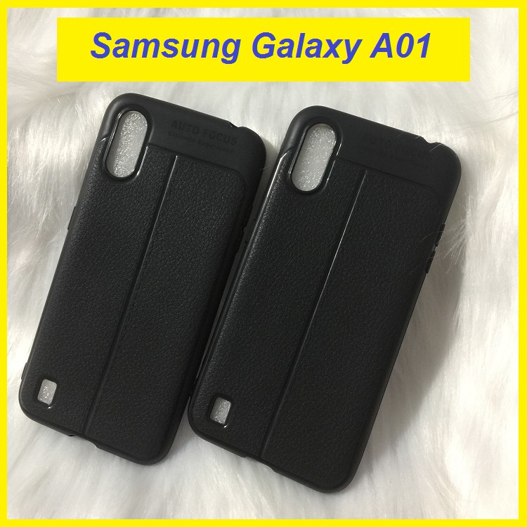 Ốp lưng Samsung Galaxy A01 silicon giả da Auto Focus