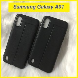 Ốp lưng Samsung Galaxy A01 silicon giả da Auto Focus