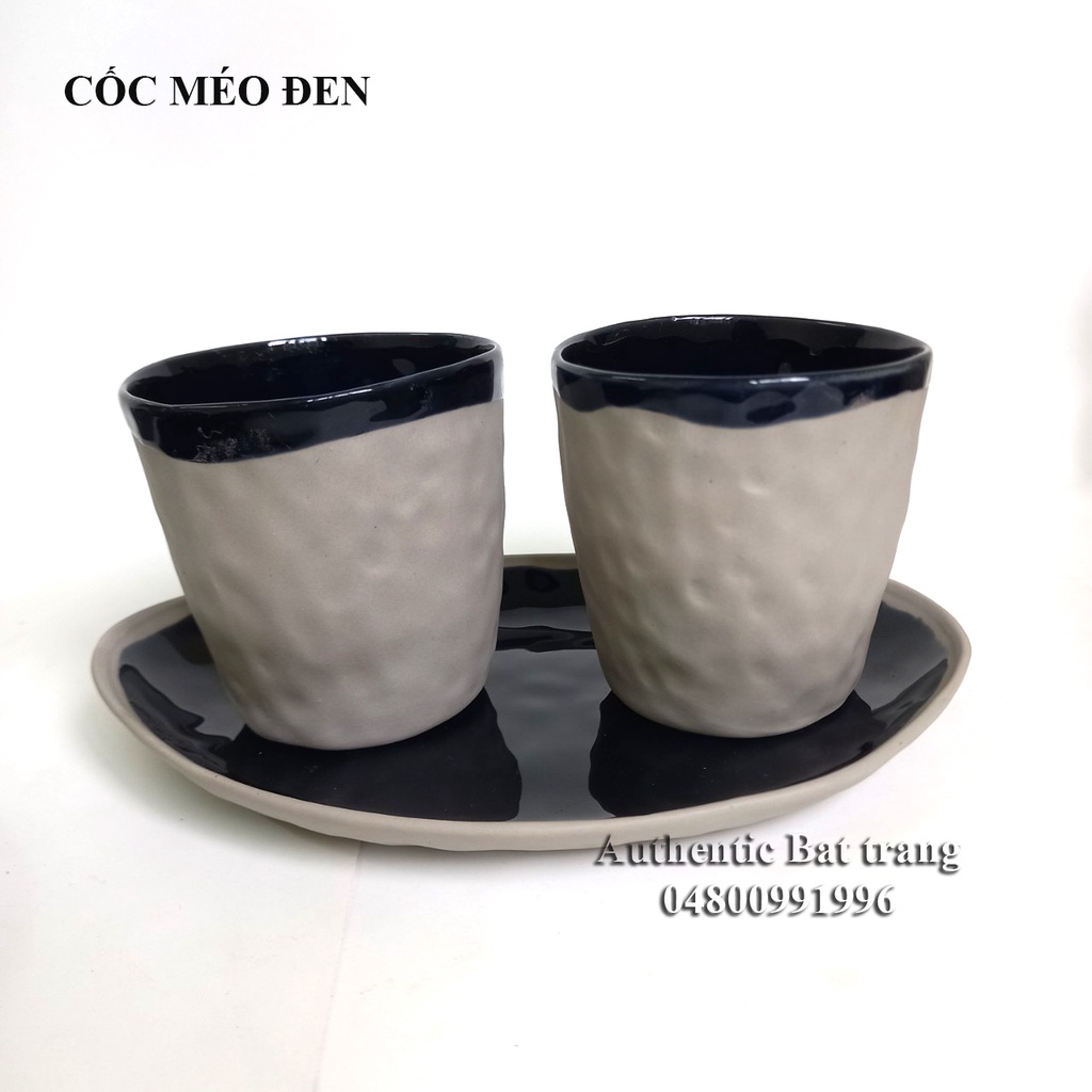 Bộ Cốc, Bát, Đĩa méo đen phong cách độc đáo CHÂU ÂU- Đẹp và Sang trọng-gốm sứ Authentic Bát tràng