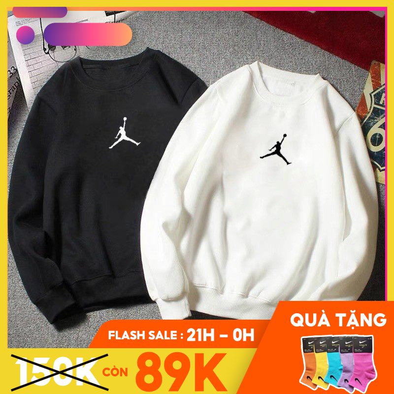 Áo Sweater Form Rộng Unisex Jordan , Áo Nỉ Trần Bông Nam Nữ