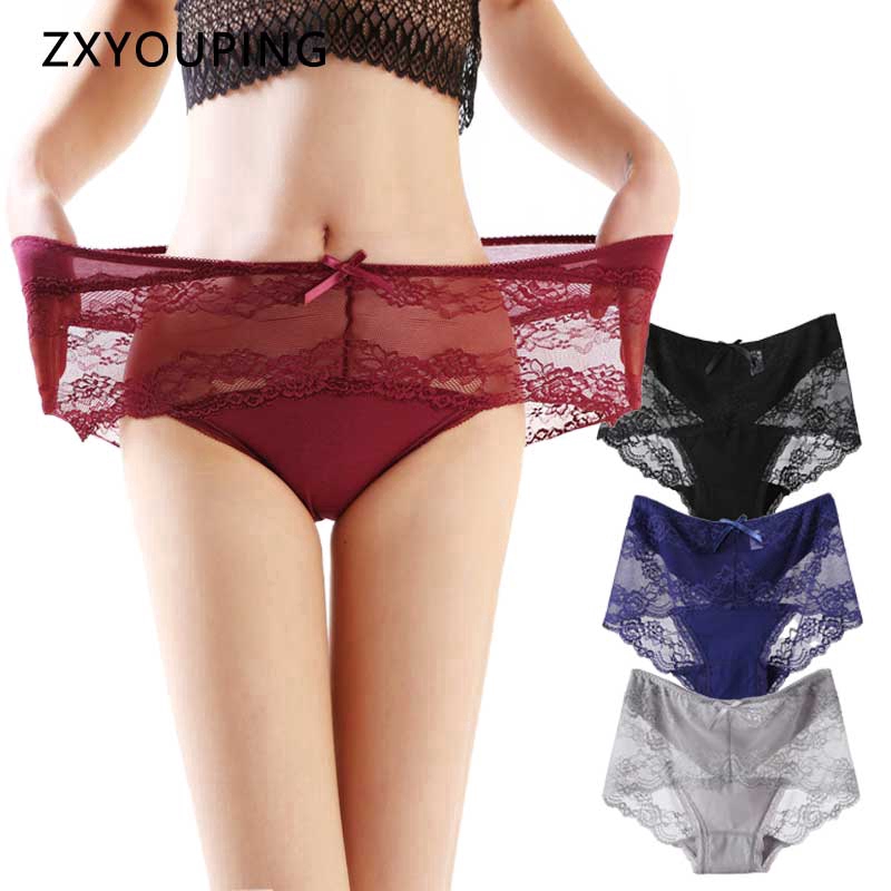 120-200 kg Mid-waist lace panties women cotton underwear large size briefs embroidery floral cozy soft breathable XL-XXXL