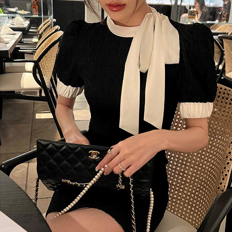 Đầm Đen Nhấn Eo Phong Cách Pháp Thời Trang Cho Nữ