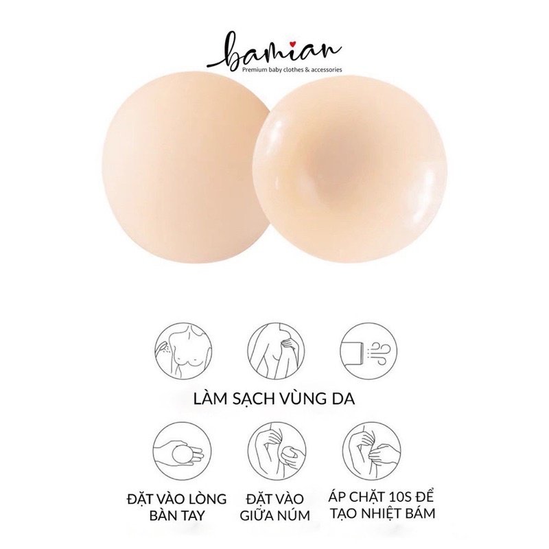 Miếng Dán Ngực Tự Thân Silicon EBLIN, Dán Ngực Từ Tính Không Keo Sử Dụng Được Nhiều Lần