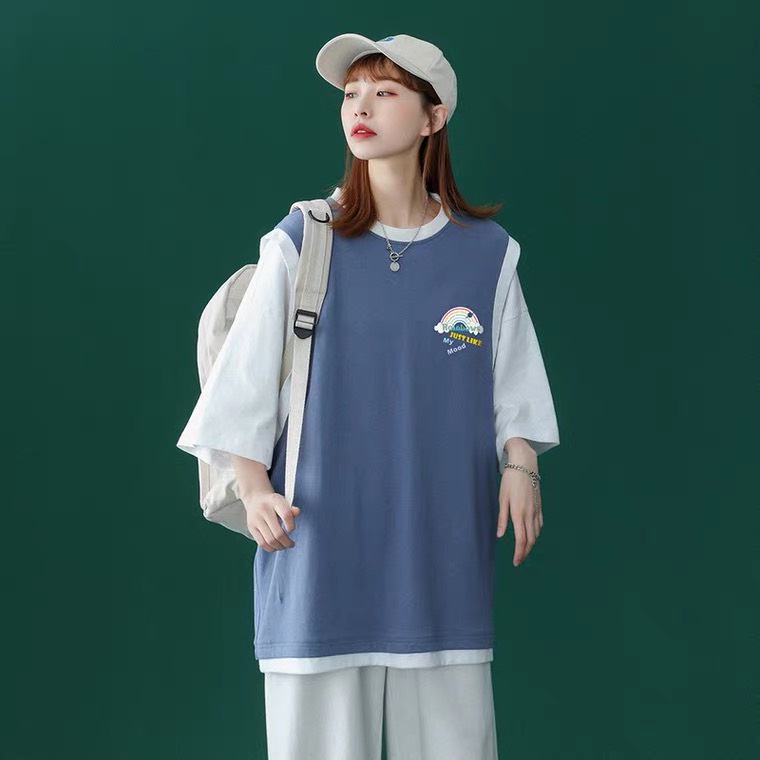 Áo thun tay lỡ unisex form rộng, áo phông nam nữ oversize in hình cầu vồng co giãn 4 chiều 2022 | BigBuy360 - bigbuy360.vn