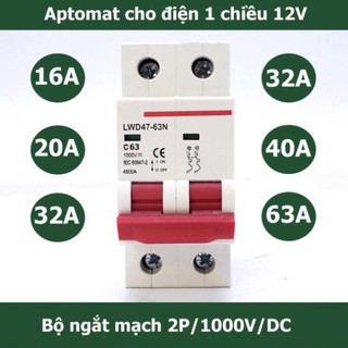 Át 1 chiều aptomat cb 1000V DC bảo vệ quá tải cho pin năng lượng mặt trời 16A/20A/25A/32A/40A/63A
