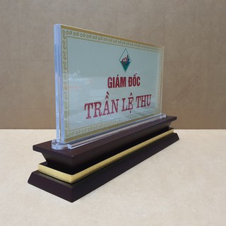 Biển chức danh đế gỗ tam cấp (12x24cm)