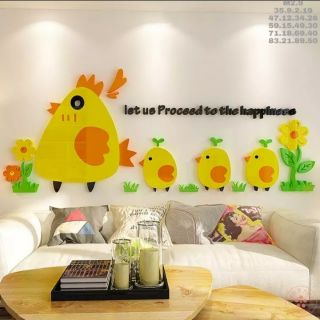 TRANH DÁN TƯỜNG MICA 3D "ĐÀN GÀ"