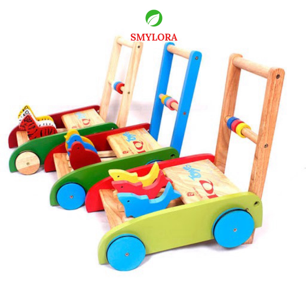 Xe Tập Đi Cho Bé, Xe Gà Tập Đi Cho Bé Có Vòng Cao Su Chống Trượt Bằng Gỗ 3 Con Gà