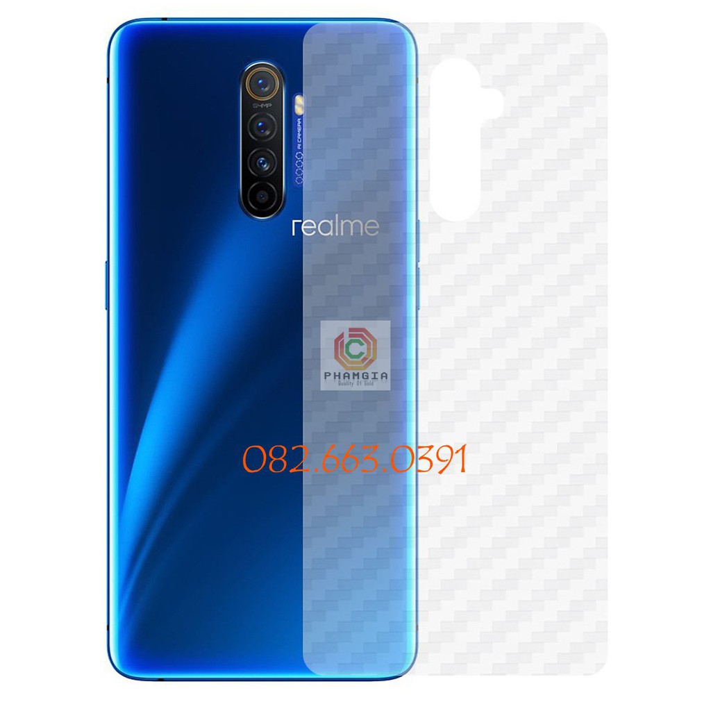 Miếng dán mặt lưng skin carbon cho các dòng Realme X2 5 3 2 Pro XT 730G Q 3i X C2 C1 2019 2018 U1   CACBON