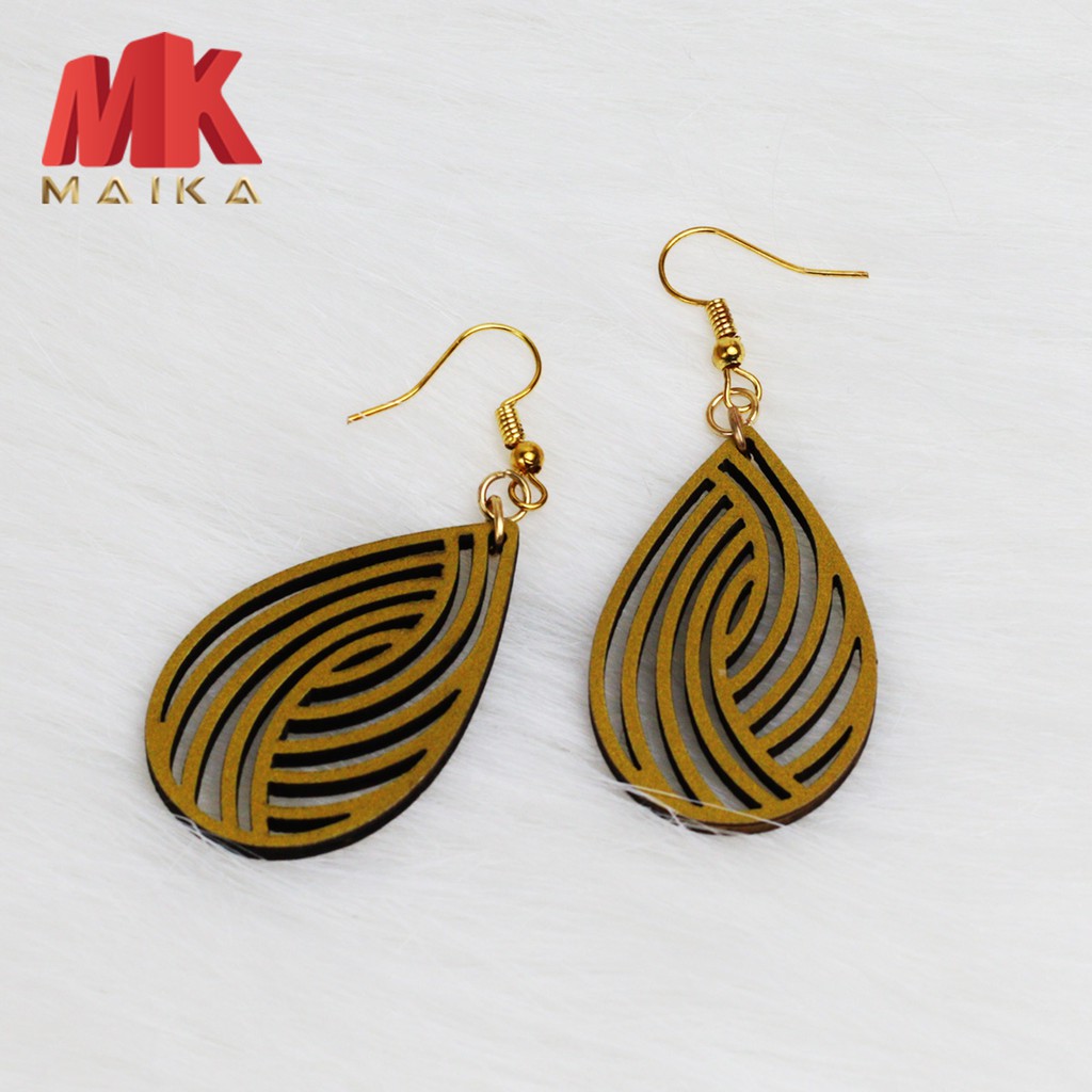 Khuyên tai gỗ vintage MK MAIKA mẫu dài MKKT064, khuyên tai gỗ thời trang độc đáo, phù hợp đi biển, dạo phố, du lịch