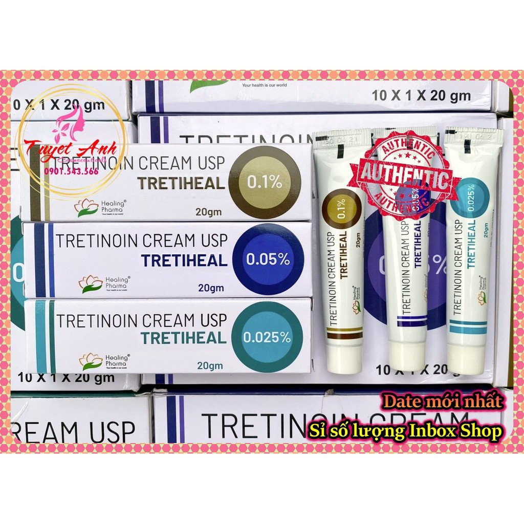 Tretinoin Tretiheal USP dạng cream, kem hỗ trợ giảm mụn, chống lão hóa da, tuýp (20g)