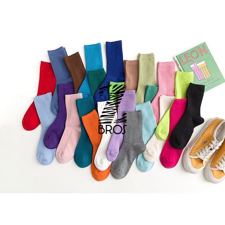 [100% COTTON] Tất nhún Hàn Quốc Nam Nữ – Kiểu dáng Vintage Vớ len gân tăm nhỏ cổ cao (dài) | BigBuy360 - bigbuy360.vn