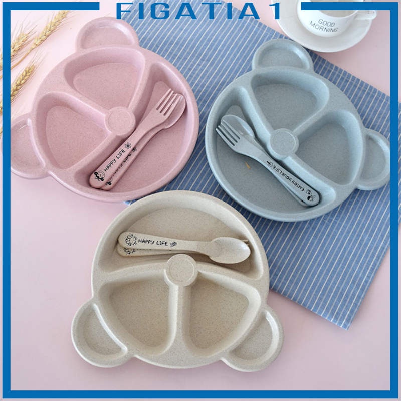 Bộ Đĩa Chia 3 Ngăn Chống Rò Rỉ Màu Hồng figatia1 Cho Bé