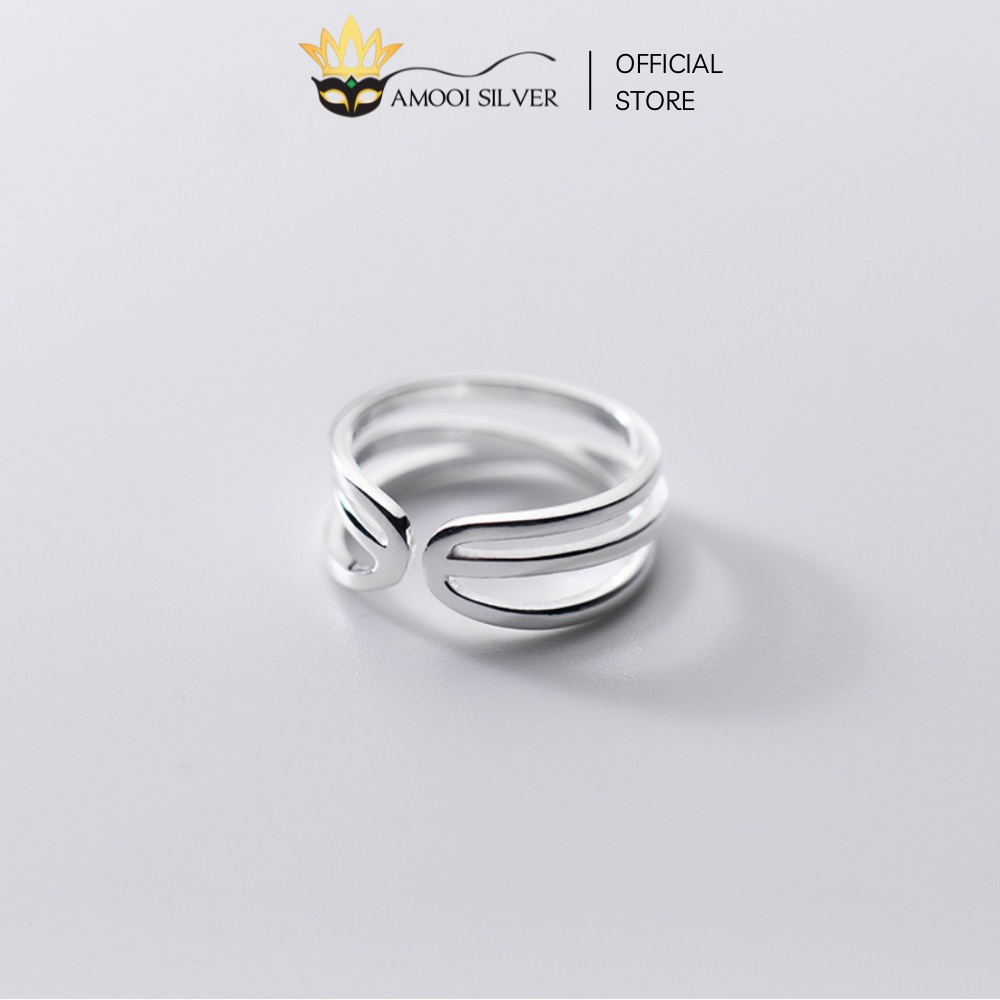 Nhẫn bạc S925 3 lớp xoắn dạng dầy - Amooi Silver AN103