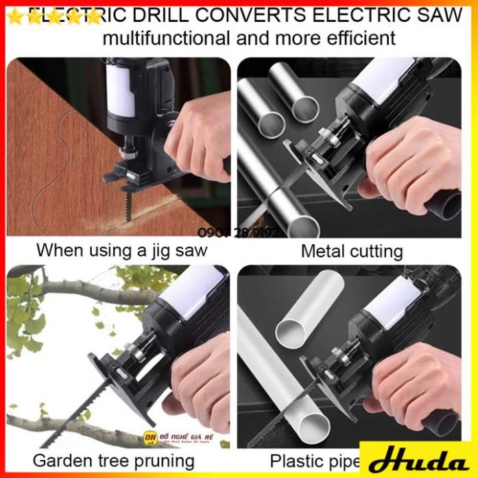 Bộ Chuyển Đổi Máy Khoan Thành Máy Cưa Điện, Máy Cắt Gỗ Cầm Tay - Tặng 25 Lưỡi Cưa Lọng Đa Năng