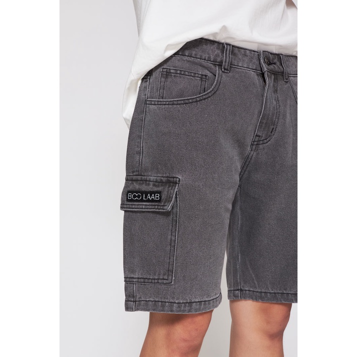 Quần Short BOO Jeans Nam Dáng Cơ Bản Phối Túi Hộp Cá Tính Logo BOOLAAB