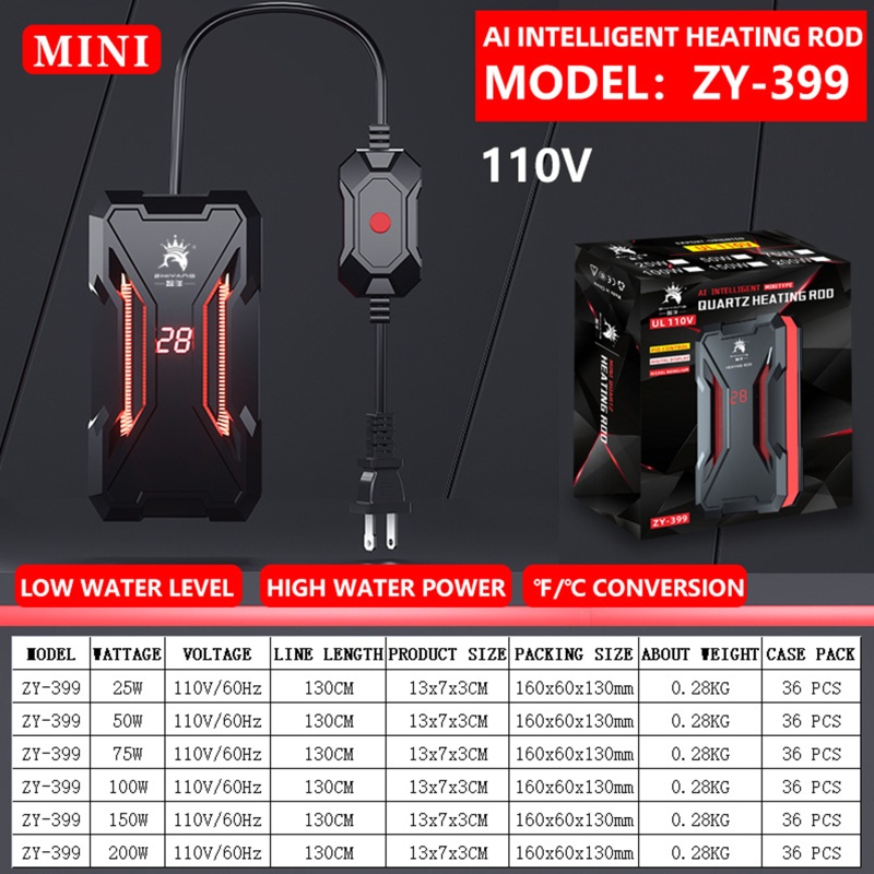 Thiết Bị Sưởi Ấm Bể Cá 25w 50w 75w 100w 150w 200w