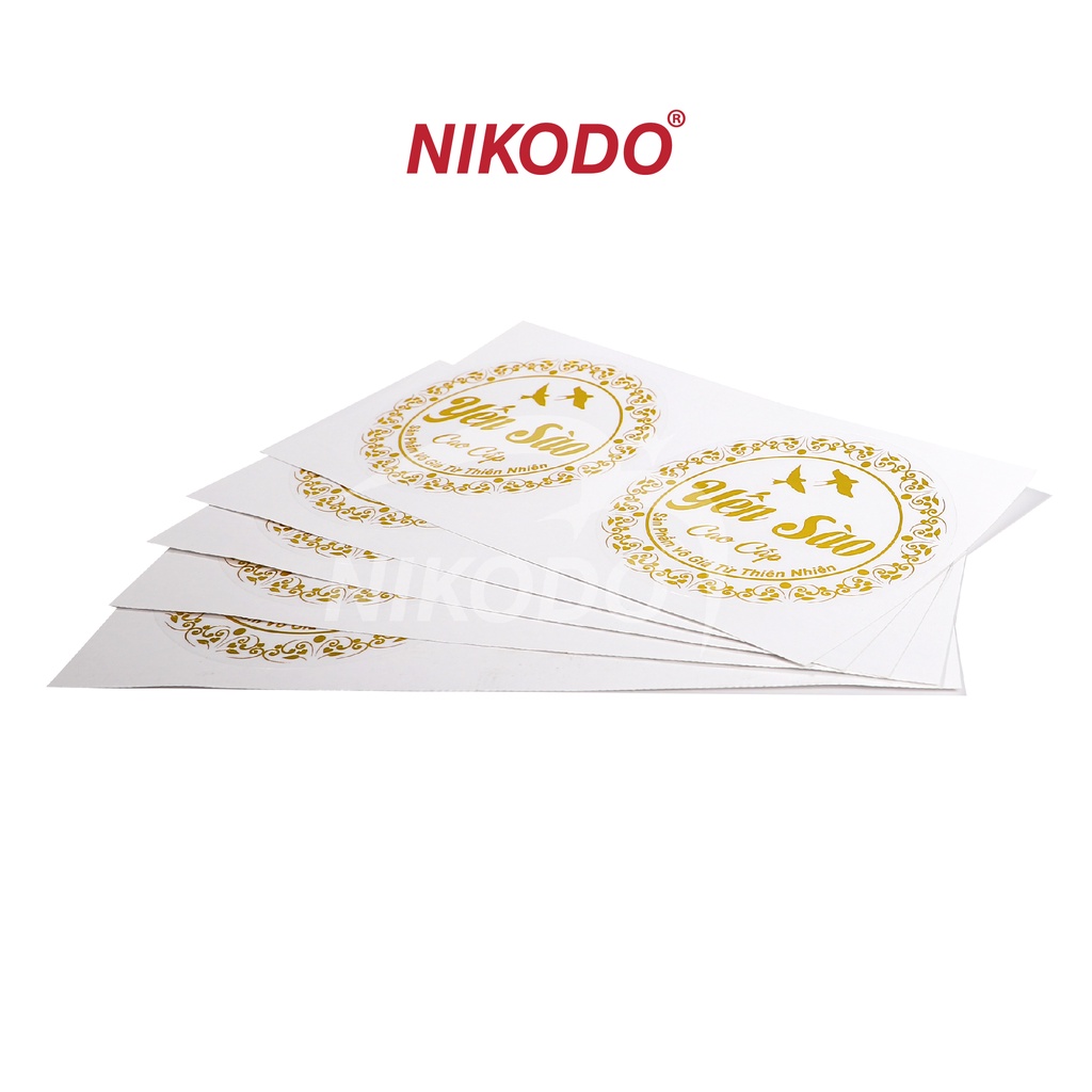 Tem dán hộp yến sào ánh kim cao cấp hình tròn giá rẻ combo 50 cái - Phụ kiện yến sào giá sỉ Nikodo