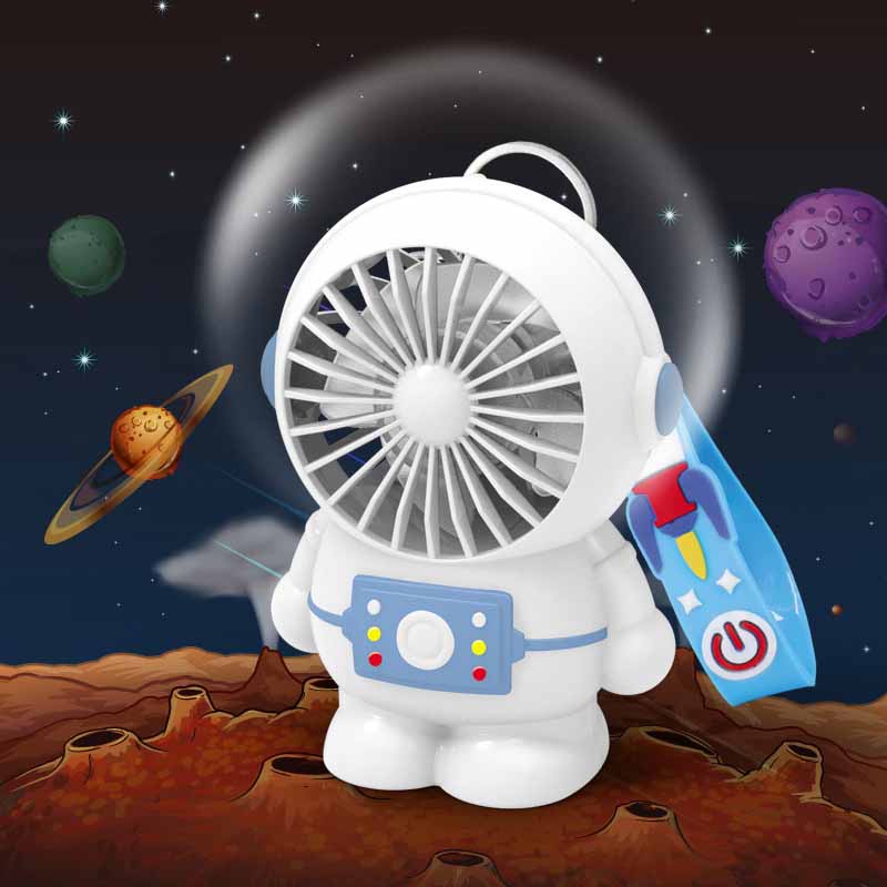 Quạt tích điện Mini Cầm Tay Hình Phi Hành Gia Có Cổng Sạc USB Và Dây Đeo