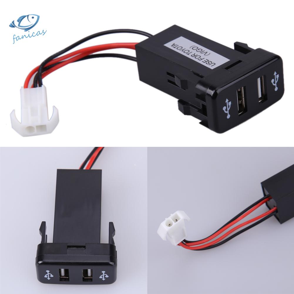 Đầu Sạc USB Kép 3.1A Tích Hợp Đèn LED Xanh Dương Cho Toyota Vigo