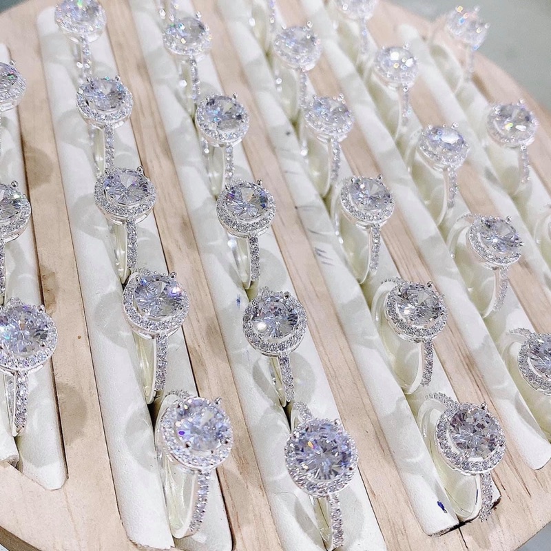 Nhẫn nữ bạc ta đá tròn dày dặn , sáng bóng - Vàng Bạc Khải Khải