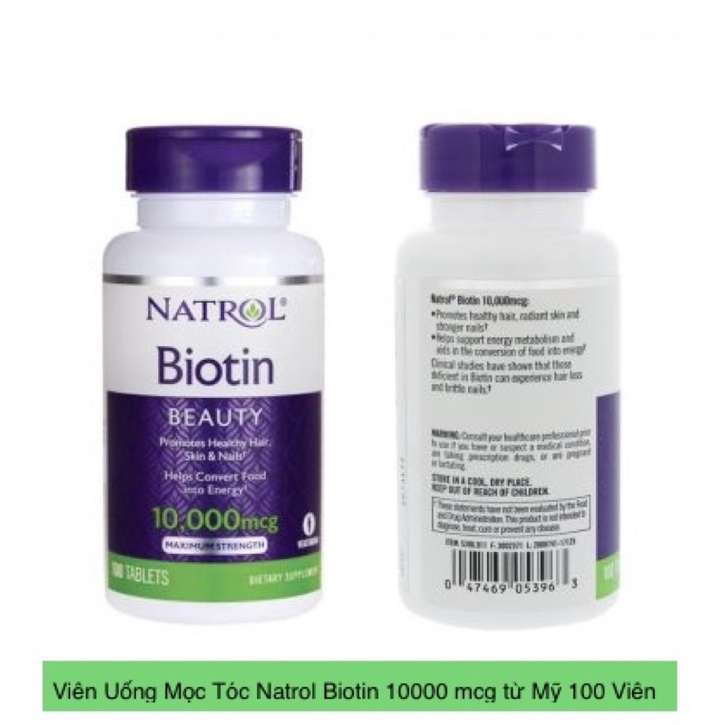Viên Uống Mọc Tóc Natrol Biotin 10000 mcg từ Mỹ chai 100 Viên