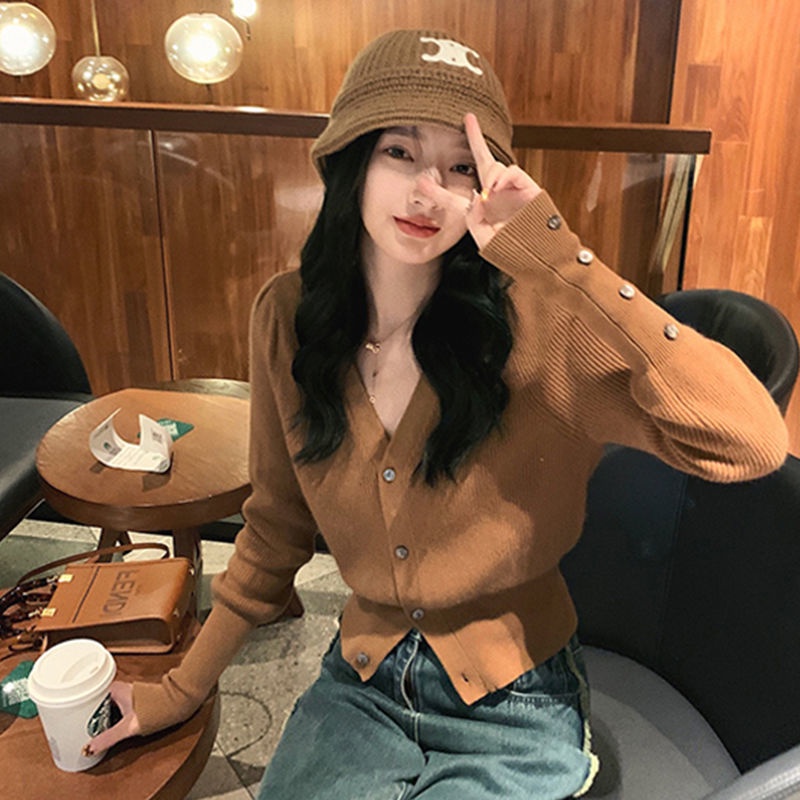 Áo Cardigan Dệt Kim Cổ Chữ V Thiết Kế Mới Ngọt Ngào Thời Trang Dành Cho Nữ