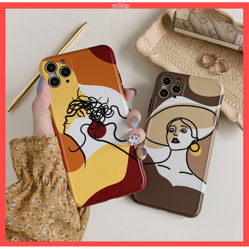 Soft Plastic Phone Cases Cute Couple cartoon Art girl Case suitable for iPhone11 PRO MAX 7/8plus SE2020 X/XS XR XSMAX