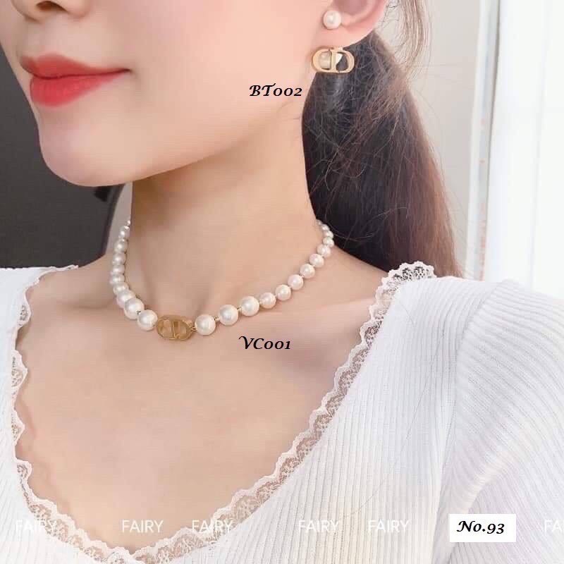 Vòng cổ choker CD ngọc Dây Chuyền Ngọc Trai CD Hàng Chuẩn Đẹp. - Hari Korea Accessories