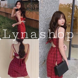 Đầm 2 dây kẻ caro, váy nữa 2 dây kẻ ô vuông màu đỏ thiết kế sang chảnh, hở lưng với chất vải thô mát, style cá tính sexy