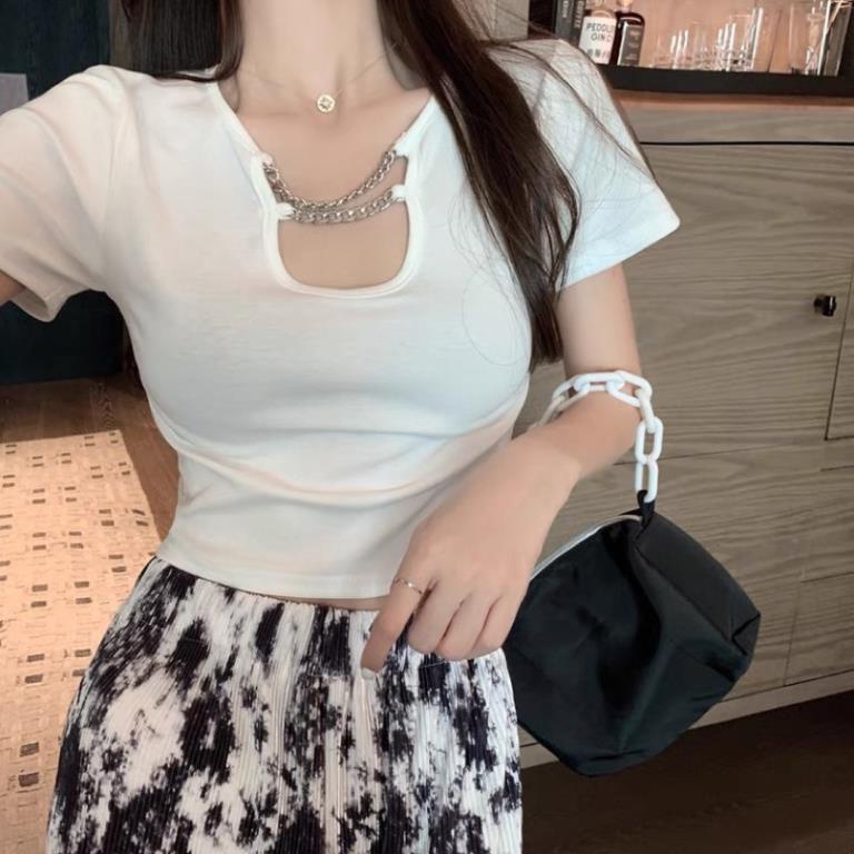🌱ÁO CROPTOP TAY NGẮN PHỐI XÍCH🌱 ÁO THUN NỮ NHIỀU MÀU