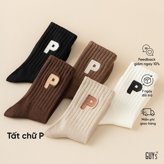 Tất Dài Chất Liệu Len Cotton Kháng Khuẩn Gân Sọc Chữ P GUY's Closet - Set Tất Vớ Nam Nữ Len Cotton Cao Cổ Vintage