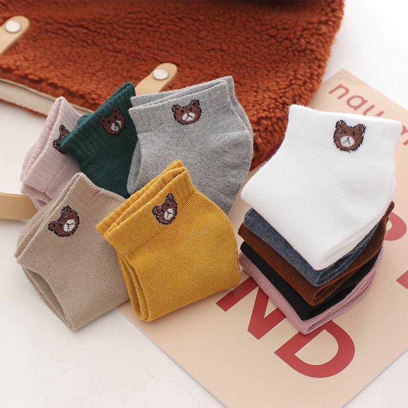 Tất gấu, vớ gấu cổ ngắn khử mùi chất cotton mềm co gian 4 chiều đủ màu - Mia Shore