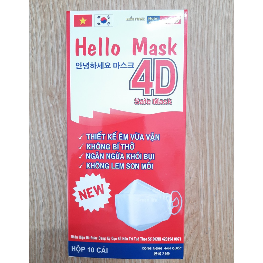 1 HỘP KHẨU TRANG 4D HELLO MASK MÀU TRẮNG (10 CÁI) | BigBuy360 - bigbuy360.vn