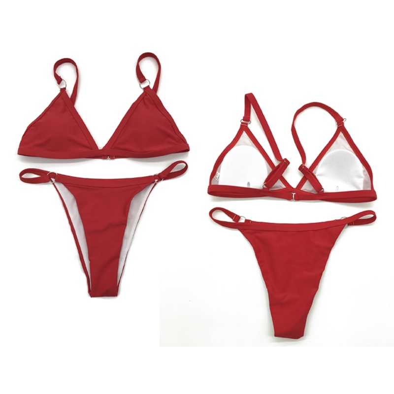 Bộ Đồ Bơi Bikini Hai Mảnh Màu Trơn Có Đệm Nâng Ngực Gợi Cảm Kiểu Brazil 8 Màu Tùy Chọn Cho Nữ 2022